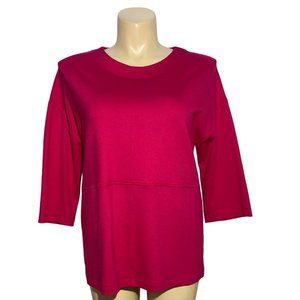 Buchanan Kang 16 Top Ponte Tunic‎ Pockets Elbow Sl Dark Hot Pink Drop Shoulders